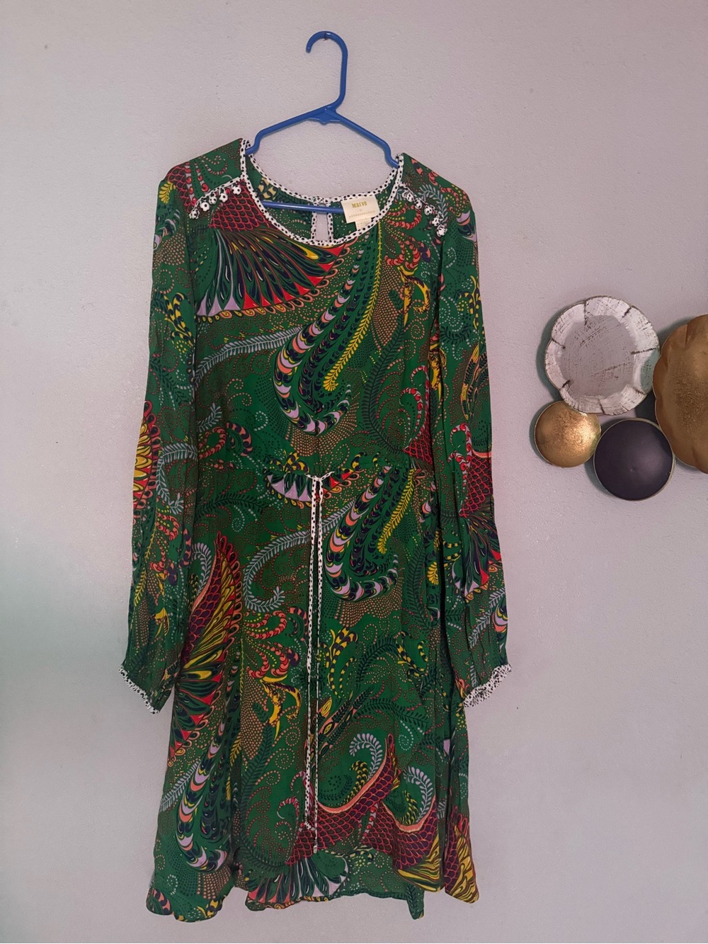 Anthropologie Maeve Janis green paisley printed dress
